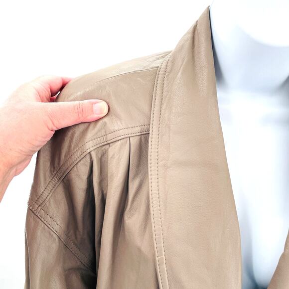 Vintage 90s Jacqueline Ferrar Tan Classic Retro Trench Outdoor Long Maxi Coat M - Picture 10 of 12